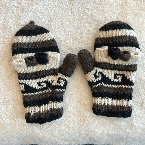 Homemade knit wool Flip Top Gloves - Picture 1 of 8